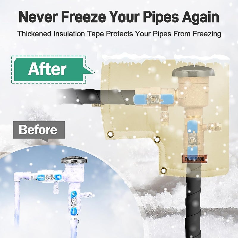 TOHONFOO Pipe Insulation Tape, Foam Insulation Tape for Outdoor Pipes Winter Freeze Protection, Foam Pipe Insulation Wrap, Heat Tape for Water Pipes, Copper Pipes, PVC, AC Line, 5in x 15ft, Black - Image 3